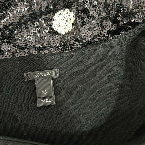 J. Crew Cotton Sequin Polka Dot Top Blouse Black White Size XS - Picture 6 of 11